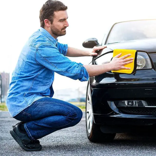 Alt view image 5 of 7 - 40 Pcs Yellow Microfiber Towels: 16"x16" Microfiber Drying Towels Bulk Micro Fiber Car Cleaning Cloth for Cars Drying Washing Polishing Cleaning Household Supplies