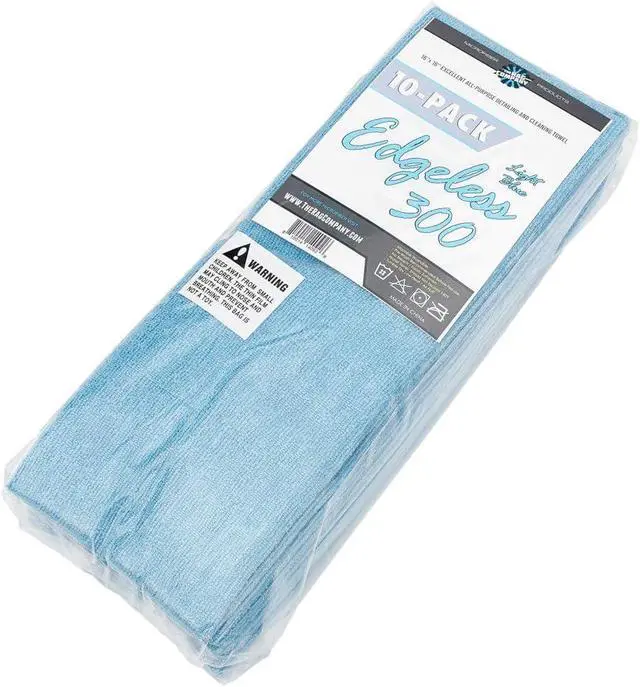 Alt view image 4 of 6 - The Rag Company - Edgeless 300 - Microfiber Detailing Towels, Perfect for Removing Polishes, Sealants, and Glaze; Great for Interior Cleaning and Dirty Jobs; 300GSM, 16in x 16in, Light Blue (10-Pack)