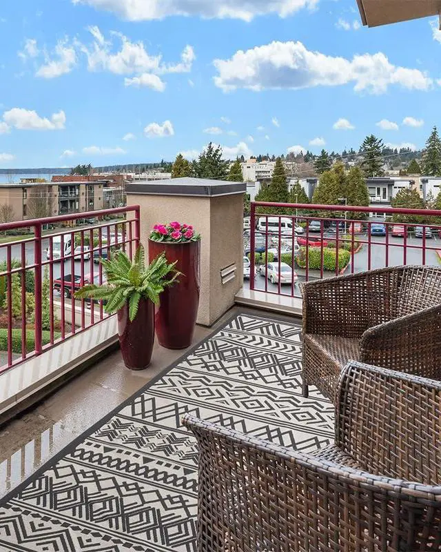 Alt view image 6 of 7 - Outdoor Rug Carpet 6x9 ft, Flatweave Textured Outdoor Patio Rug Non Slip Indoor Outdoor Rugs with Rubber Particles Backing Boho Outdoor Area Rug for Patio Deck Front Porch Backyard Balcony