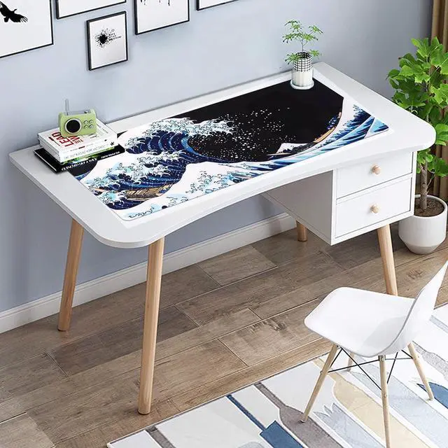 Alt view image 6 of 6 - Japanese Sea Wave Large Mouse Pad Extended Gaming Mouse Pad Non-Slip Water-Resistant Rubber Base Desk Mat 35.1x15.75inch XXL Large Anime Mouse Pad for Desk Computer