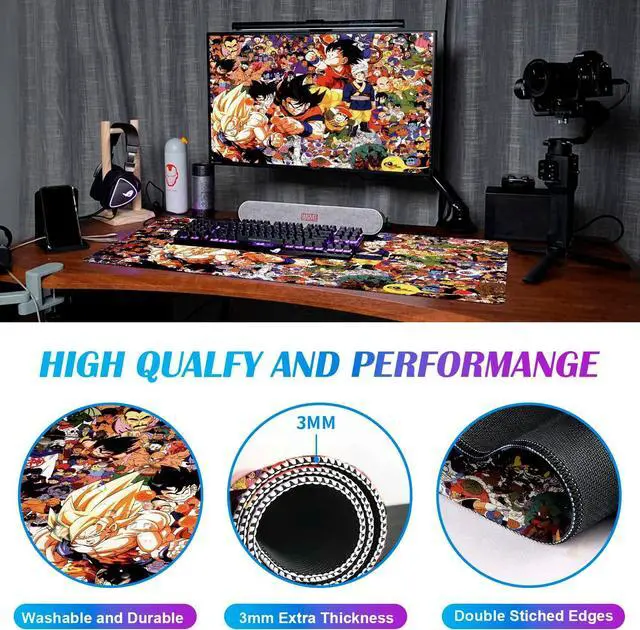 Alt view image 5 of 7 - Anime Large Lengthened Gaming Mouse Pad Keyboard Mouse Pad Desk Pad and Office Decor Accessories with Non-Slip Rubber Base and Durable Stitched Edges 35.4 x 15.7 x 0.12 Inches (Anime Mouse Pads - 4)