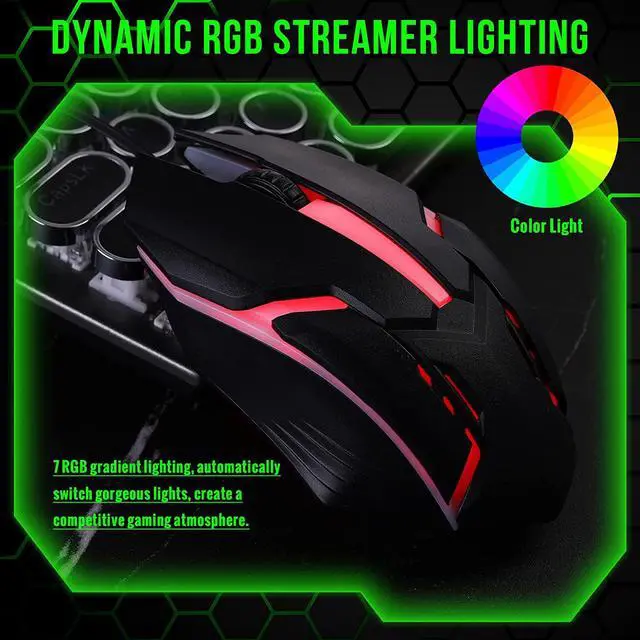 Alt view image 4 of 6 - Sratte 30 Pack Black USB Wired Mouse Bulk 1200 DPI RGB Optical Computer Mouse 3 Button 7 Color LED Backlit Gaming Mouse Wired Office Mouse Ergonomic USB Computer Mouse for Desktop Laptop Gamer