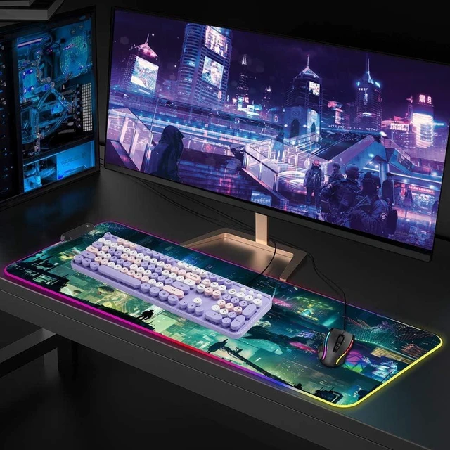 Alt view image 6 of 6 - RGB Mouse Pad, XXL LED Gaming Mouse Mat Heavy Duty Anty Slip 35.4 * 15.7 Inches greencity