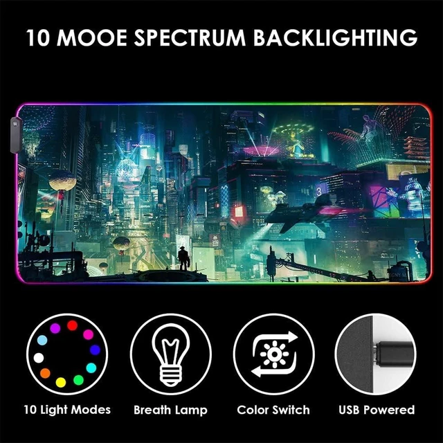 Alt view image 5 of 6 - RGB Mouse Pad, XXL LED Gaming Mouse Mat Heavy Duty Anty Slip 35.4 * 15.7 Inches greencity