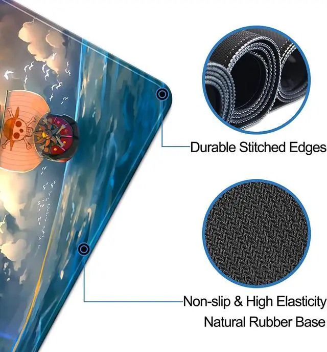 Alt view image 5 of 6 - Anime One Piece Mouse Pad Small Gaming Mousepad Non-Slip Rubber Base and Stitched Edges Desk Mat for Computer Home Office Work and Study 11.4x9.8x0.12inch (A06)