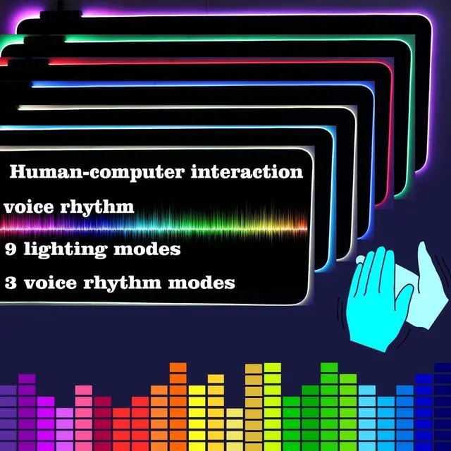 Alt view image 2 of 5 - Voice-Activated Music Rhythm Sound Pickup Large LED RGB Gaming Mouse Pad,interaction and immersion when Gaming/Music (31.5 x 12 Inch)