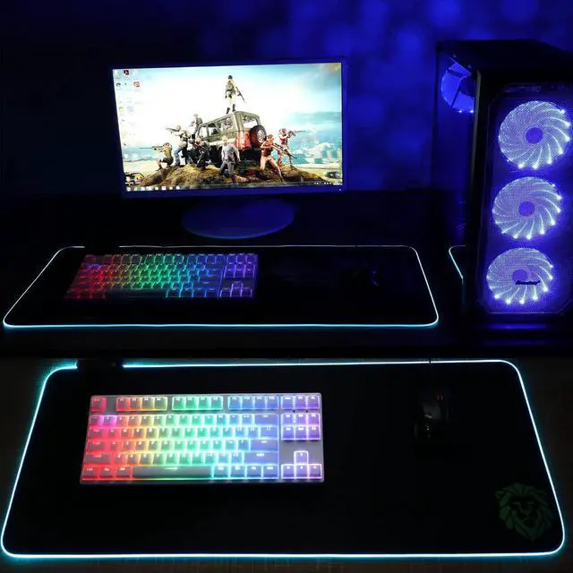 Alt view image 4 of 5 - Voice-Activated Music Rhythm Sound Pickup Large LED RGB Gaming Mouse Pad,interaction and immersion when Gaming/Music (31.5 x 12 Inch)