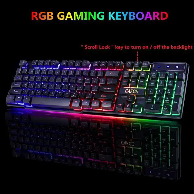 Alt view image 2 of 7 - RGB Gaming Keyboard and Colorful Mouse Combo,USB Wired LED Backlight,Letter Glow,Mechanical Feeling for Laptop PC Computer Game and Work