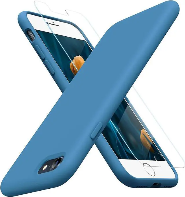 Main image of Ultra Slim Designed for iPhone SE Case 2022(3rd Gen)/iPhone SE 2020 Case(2nd Gen)/iPhone 7 Case/iPhone 8 Case with Screen Protector Multi-Color Silicone Shockproof Phone Case(Capri Blue)