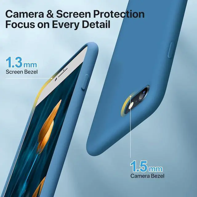 Alt view image 4 of 7 - Ultra Slim Designed for iPhone SE Case 2022(3rd Gen)/iPhone SE 2020 Case(2nd Gen)/iPhone 7 Case/iPhone 8 Case with Screen Protector Multi-Color Silicone Shockproof Phone Case(Capri Blue)