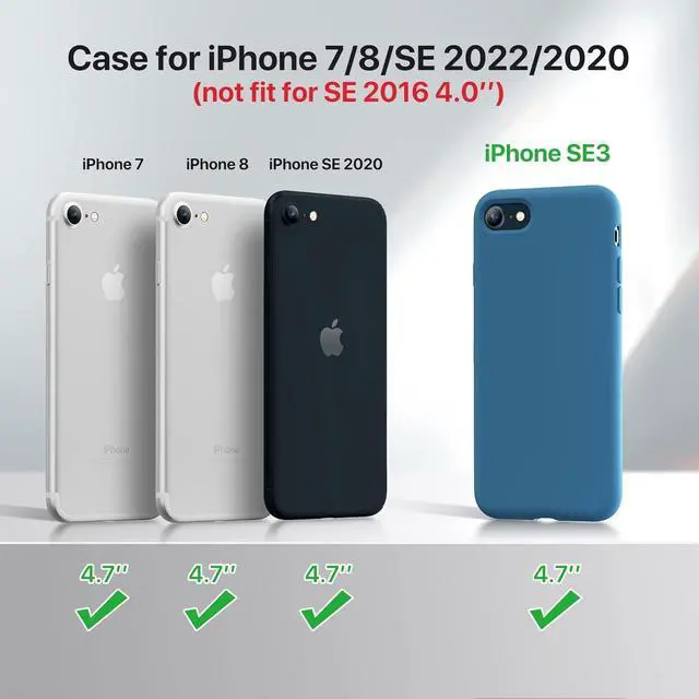 Alt view image 6 of 7 - Ultra Slim Designed for iPhone SE Case 2022(3rd Gen)/iPhone SE 2020 Case(2nd Gen)/iPhone 7 Case/iPhone 8 Case with Screen Protector Multi-Color Silicone Shockproof Phone Case(Capri Blue)