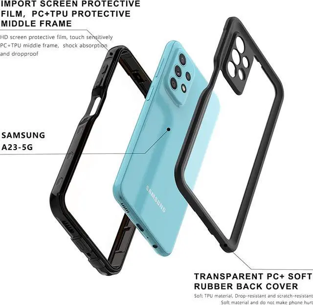 Alt view image 5 of 7 - for Samsung Galaxy A23 5G Case, Waterproof Phone Case with Built-in Screen Protector and Lanyard, Full Body Underwater Dustproof Shockproof Rugged Heavy Duty Protection Cover for Samsung A23 5G Black