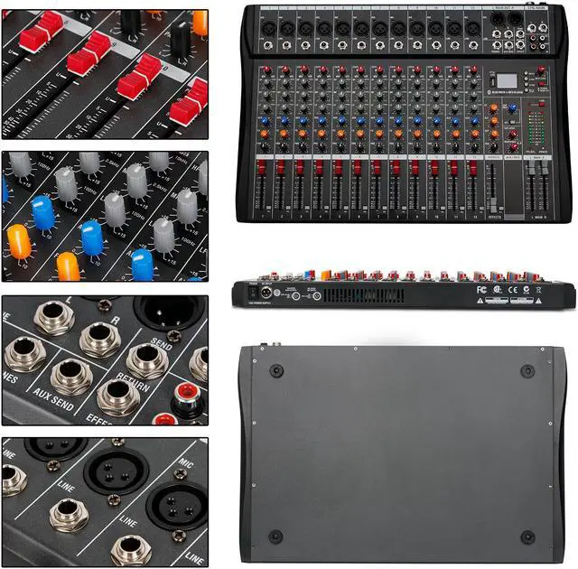 Alt view image 6 of 7 - Depensheng DX12 Professional audio mixer DJ Sound Controller Interface 12 Channel mixing console with USB Drive for Computer Recording live streaming and Bluetooth input 48V phantom power supply black
