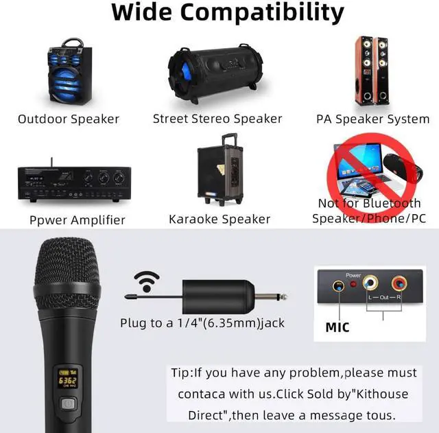 Alt view image 6 of 7 - Depusheng W2 UHF Wireless Microphone System Handheld LED Mic UHF Speaker with Portable Receiver