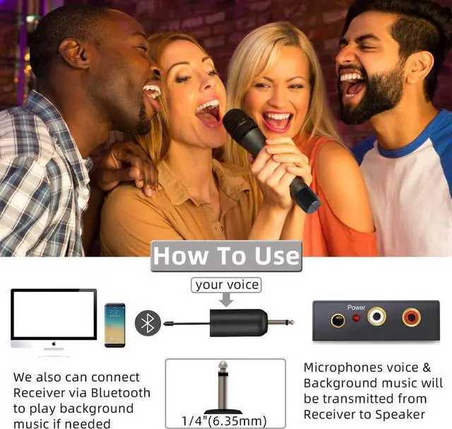 Alt view image 5 of 7 - Depusheng W2 UHF Wireless Microphone System Handheld LED Mic UHF Speaker with Portable Receiver