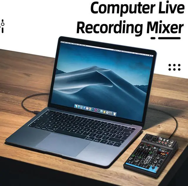 Alt view image 6 of 7 - Portable Mini Mixer 4 Channel Audio DJ Console with Sound Card USB 48V Phantom Power for PC Recording Singing Webcast Party Depusheng M4  Black