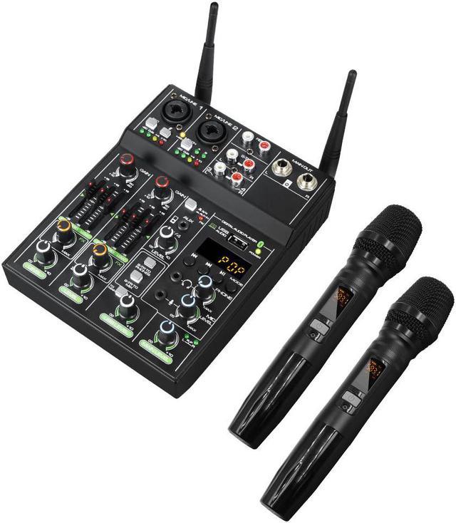 4-channel Usb Audio Mixer With Wireless Microphone Studio Sound Mixers With  Bt Rec Dj Console Mixing For Karaoke - Temu Germany