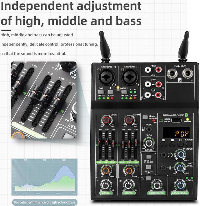 AGM02 Mini 2-Channel Sound Card Mixing Console Digital Audio Mixer