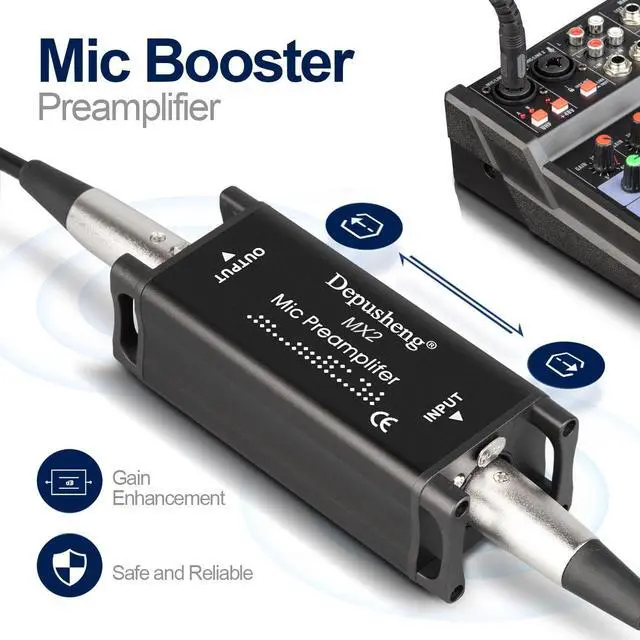 Alt view image 3 of 6 - Depusheng MX2 microphone booster preamplifier for dynamic and ribbon microphones,microphone preamp audio booster for studio or home recording, livestream, broadcast or podcast