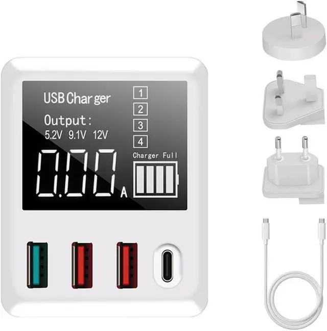 Main image of USB Charger Hub with 3 USB and 1 Quick Charge 3.0 PD Fast Charging Port LED Display Charging Station