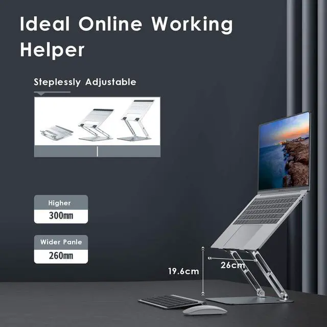 Alt view image 5 of 7 - DIDA Aluminum Laptop Stand Portable Foldable Ergonomic Laptop Riser Heavy Duty