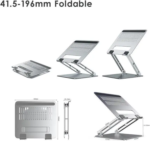 Alt view image 4 of 7 - DIDA Aluminum Laptop Stand Portable Foldable Ergonomic Laptop Riser Heavy Duty