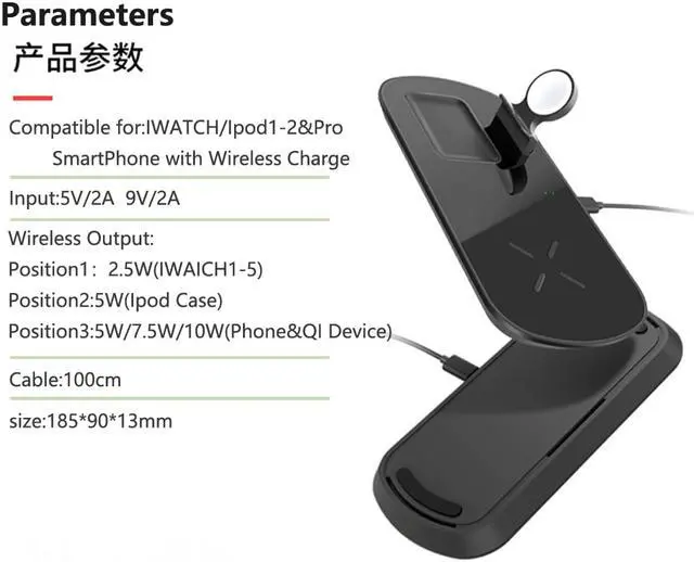 Alt view image 2 of 3 - 3 in 1 Wireless Charging Stand For Apple Watch 5 4 3 2 1 iPhone 11 X XS XR 8 Airpods Pro 10W Qi Fast Charger Dock Station