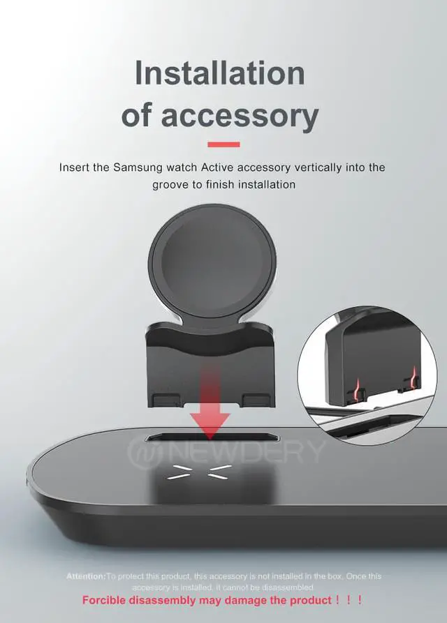 Alt view image 3 of 7 - 3 IN 1 Wireless Charging Station For Samsung Watch Active 1,2, Samsung Buds
