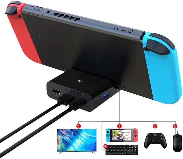 Alt view image 3 of 6 - Game Dock for Nintendo Switch with 5 extend port 30w PD charging 4k HDMI-compatible video outputting 3*USB PORT USB C HUB