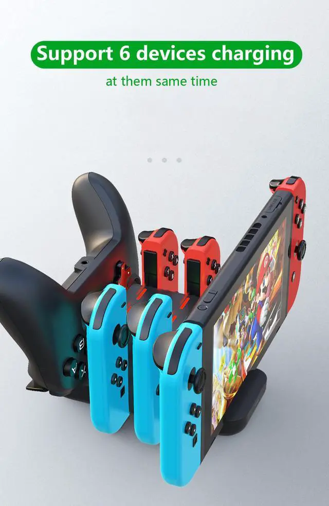 Alt view image 3 of 7 - 6 in 1 Charger station for Nintendo Swith with 4 Joy-Cons and 2 pro Controllers Charging docking station