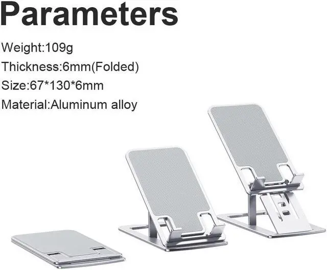 Alt view image 3 of 7 - Cell Phone Stand Adjustable Foldable Aluminum Desktop Phone Holder Compatible with iPhone Samsung Galaxy All Smartphones