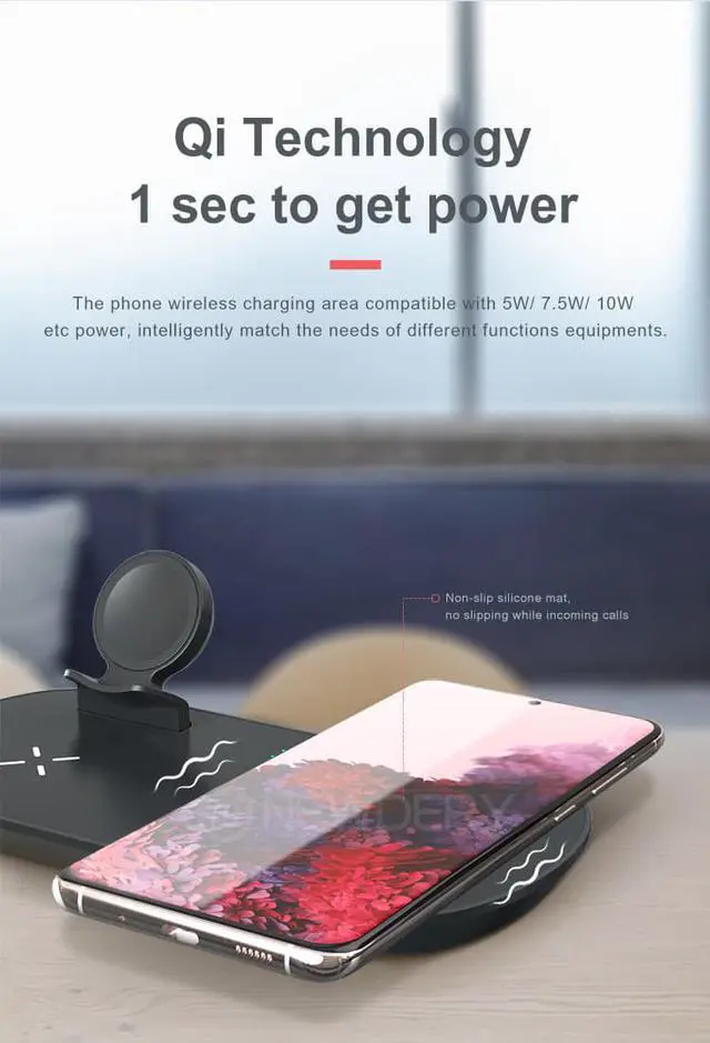 Alt view image 6 of 7 - 3 IN 1 Wireless Charging Station For Samsung Watch Active 1,2, Samsung Buds