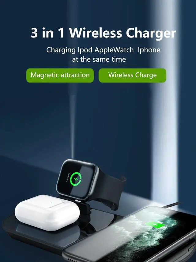 Main image of 3 in 1 Wireless Charging Stand For Apple Watch 5 4 3 2 1 iPhone 11 X XS XR 8 Airpods Pro 10W Qi Fast Charger Dock Station