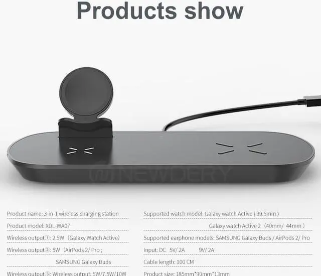 Alt view image 2 of 7 - 3 IN 1 Wireless Charging Station For Samsung Watch Active 1,2, Samsung Buds