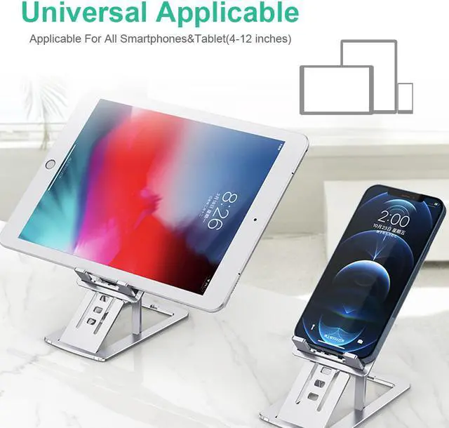Alt view image 5 of 7 - Cell Phone Stand Adjustable Foldable Aluminum Desktop Phone Holder Compatible with iPhone Samsung Galaxy All Smartphones