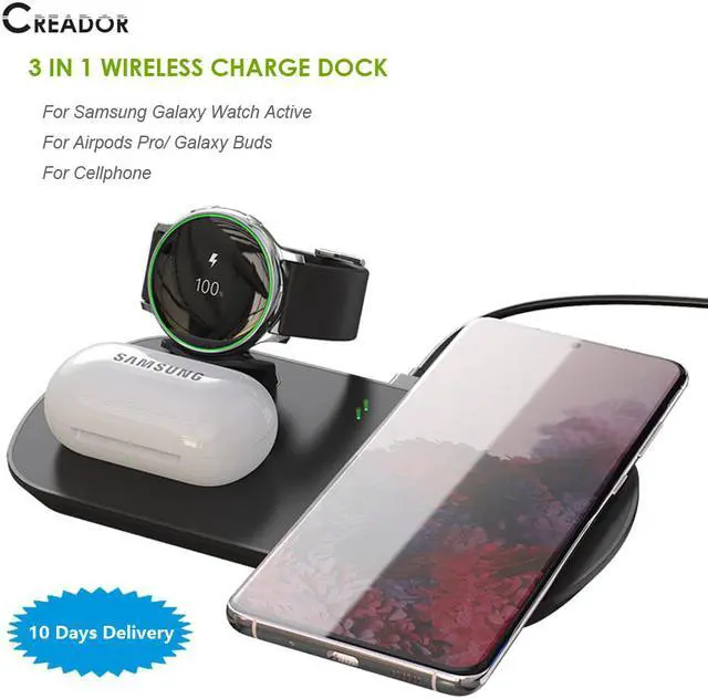 Main image of 3 IN 1 Wireless Charging Station For Samsung Watch Active 1,2, Samsung Buds