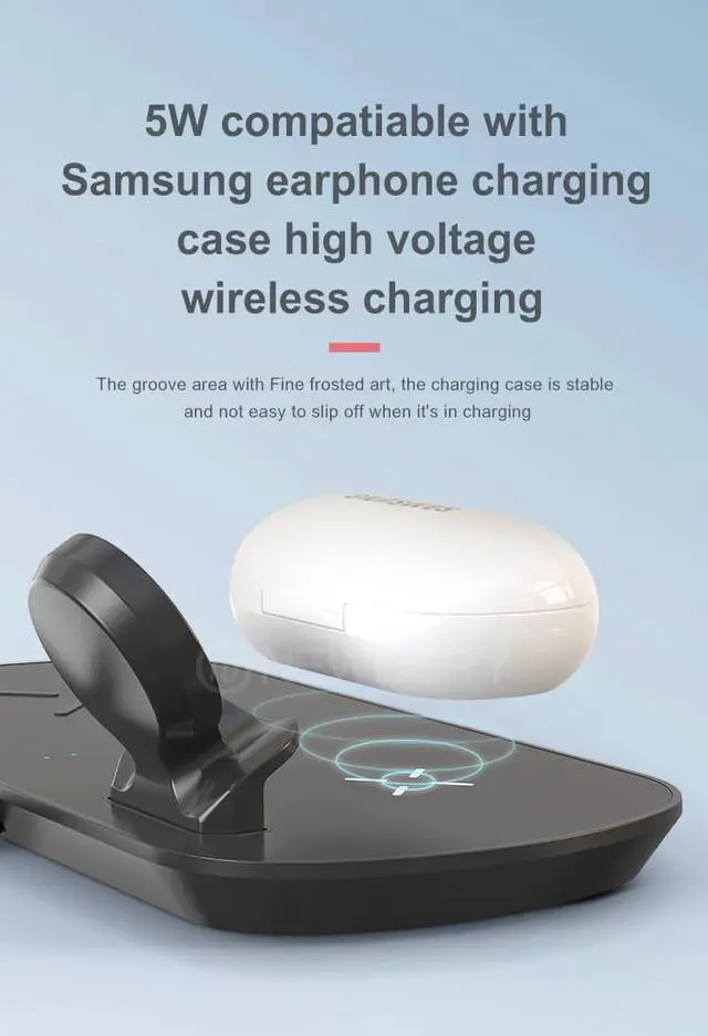 Alt view image 7 of 7 - 3 IN 1 Wireless Charging Station For Samsung Watch Active 1,2, Samsung Buds