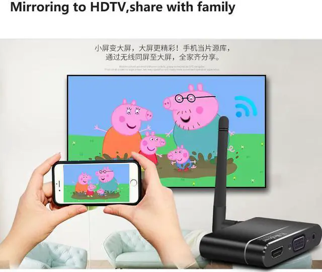 Alt view image 3 of 7 - MiraScreen TV stick 3 in 1 HDMI+VGA+AV Wireless full HD 1080P Display Dongle Receiver WiFi Miracast Airplay DLNA X6W