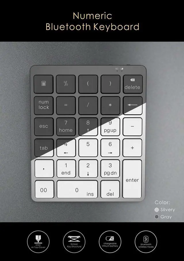 Alt view image 2 of 6 - 28key Wirelss Keyboard Bluetooth keypad for Macbook Pro Matebook XIAOMI laptop