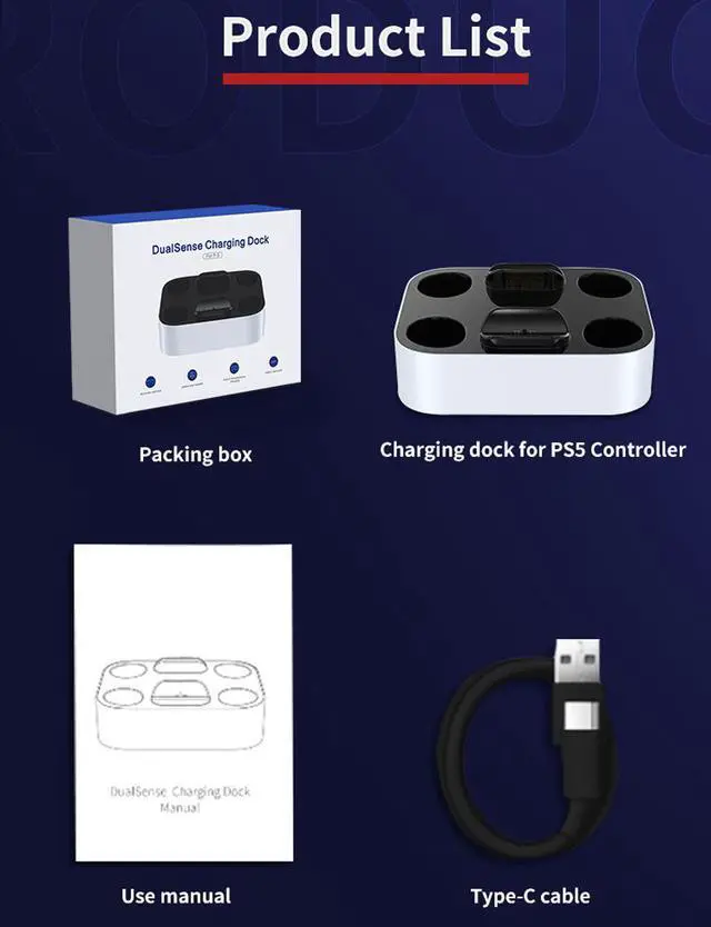 Alt view image 4 of 7 - Ps5 Dual Sense Controller Charger Fast Charging Station LED Indicator Stand For Playstation Ps5 Dualsense Charging Station
