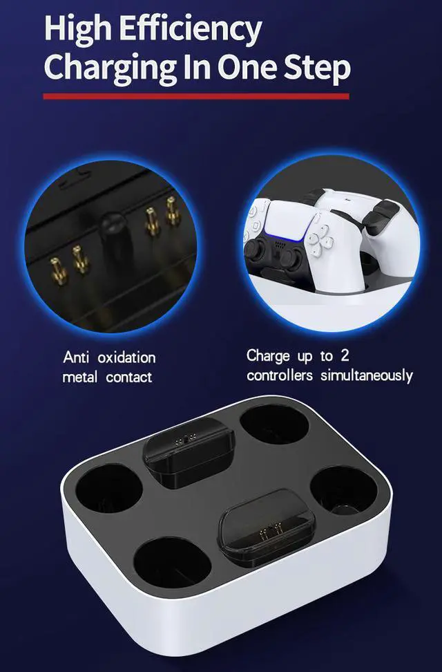 Alt view image 6 of 7 - Ps5 Dual Sense Controller Charger Fast Charging Station LED Indicator Stand For Playstation Ps5 Dualsense Charging Station