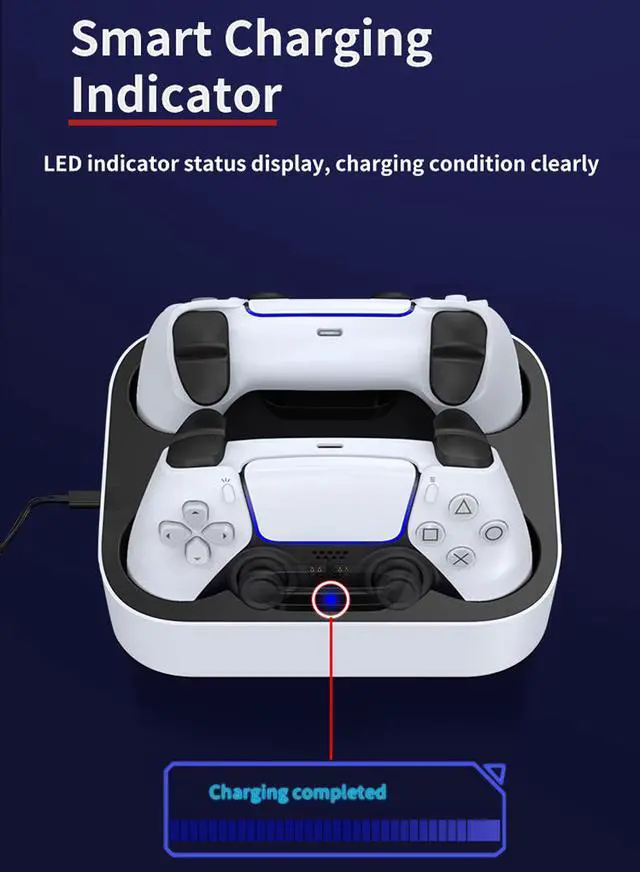 Alt view image 2 of 7 - Ps5 Dual Sense Controller Charger Fast Charging Station LED Indicator Stand For Playstation Ps5 Dualsense Charging Station