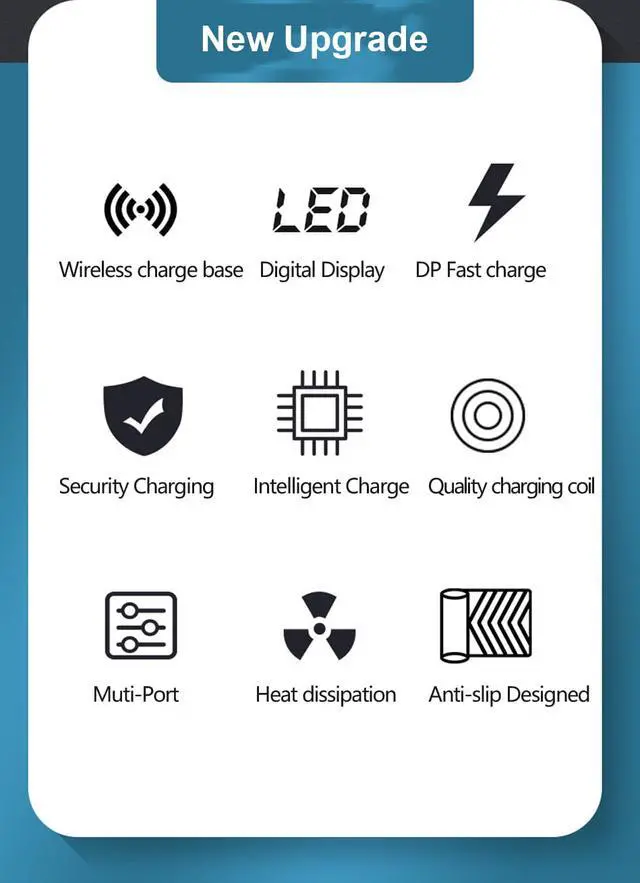 Alt view image 6 of 7 - 100W 8 Ports USB Charger Hub Quick Charge 3.0 Adapter Wireless Charger base PD Charging Station With Digital LCD Display