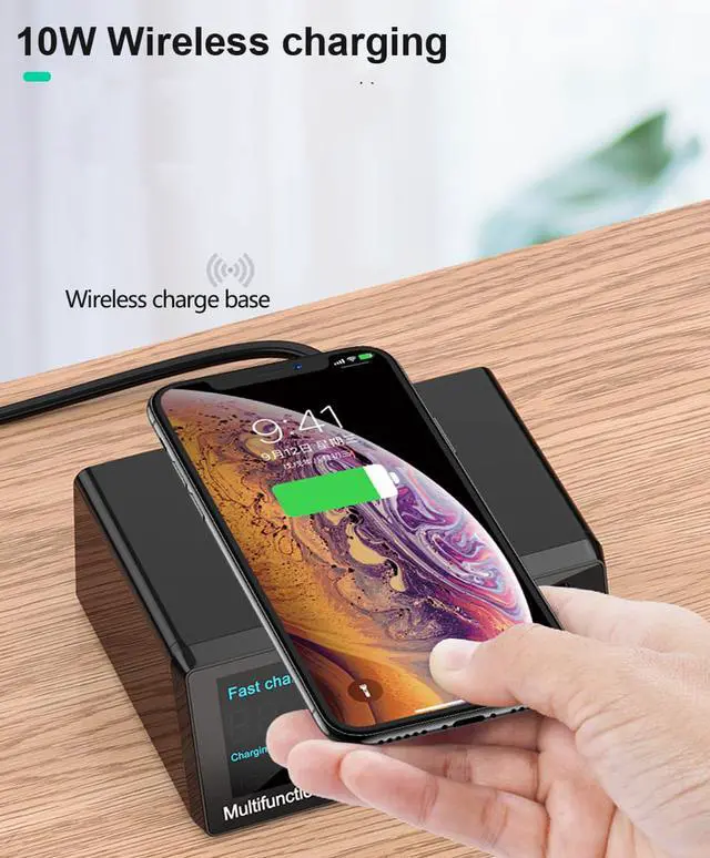 Alt view image 7 of 7 - 100W 8 Ports USB Charger Hub Quick Charge 3.0 Adapter Wireless Charger base PD Charging Station With Digital LCD Display