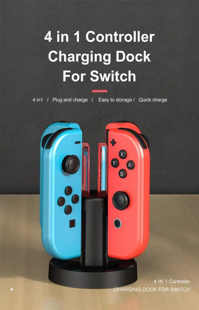 Main image of New Switch Charger Docking Station 4 IN 1 Charging Dock Stand Indicator Lamp Post And Charging Cable For Joystick