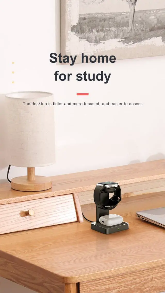 Alt view image 7 of 7 - 2 in 1 Wireless Charger watch wireless charger stand for apple iWatch 1 2 3 4 5 6 SE