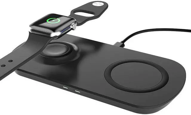 Alt view image 4 of 5 - 2 in 1 Dual Qi Fast Charging Dock Wireless Charger Pad For Apple Watch, Airpods Pro Airpods 2 and Phone