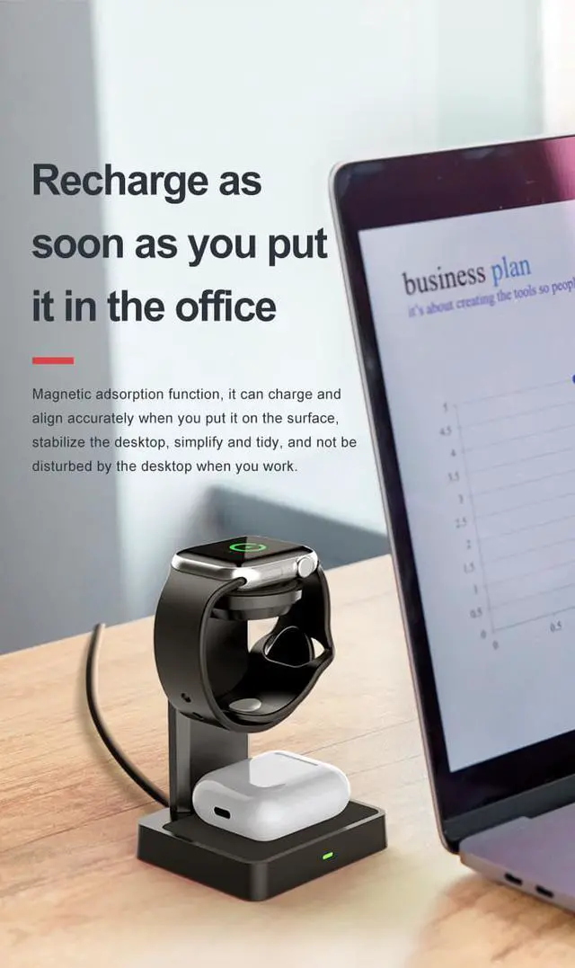 Alt view image 5 of 7 - 2 in 1 Wireless Charger watch wireless charger stand for apple iWatch 1 2 3 4 5 6 SE