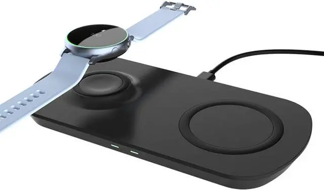 Alt view image 7 of 7 - 2 In 1 Fast Wireless Charging Station Pad Wireless Charger Compatible with Samsung Watch