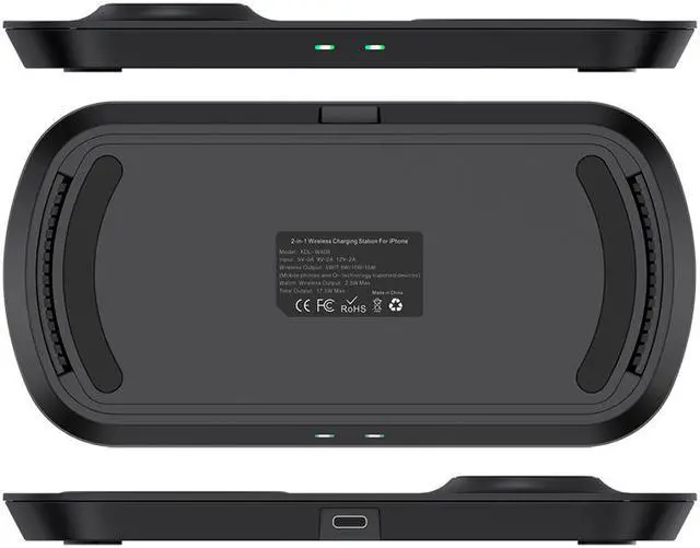 Alt view image 2 of 5 - 2 in 1 Dual Qi Fast Charging Dock Wireless Charger Pad For Apple Watch, Airpods Pro Airpods 2 and Phone